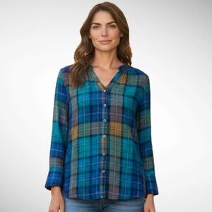 Kut from the Kloth Plaid Buttondown Shirt Long Sleeves